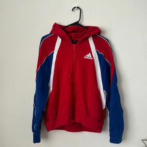 Adidas multicolor zip up logo hoodie